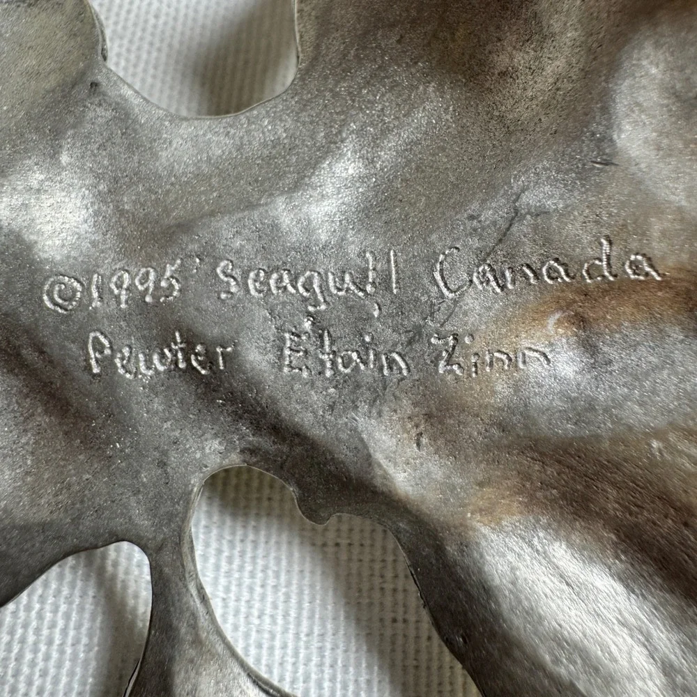 Seagull Canada Pewter Hummingbird Flower Pot Lid Topper Vintage 1995 Silver Tone